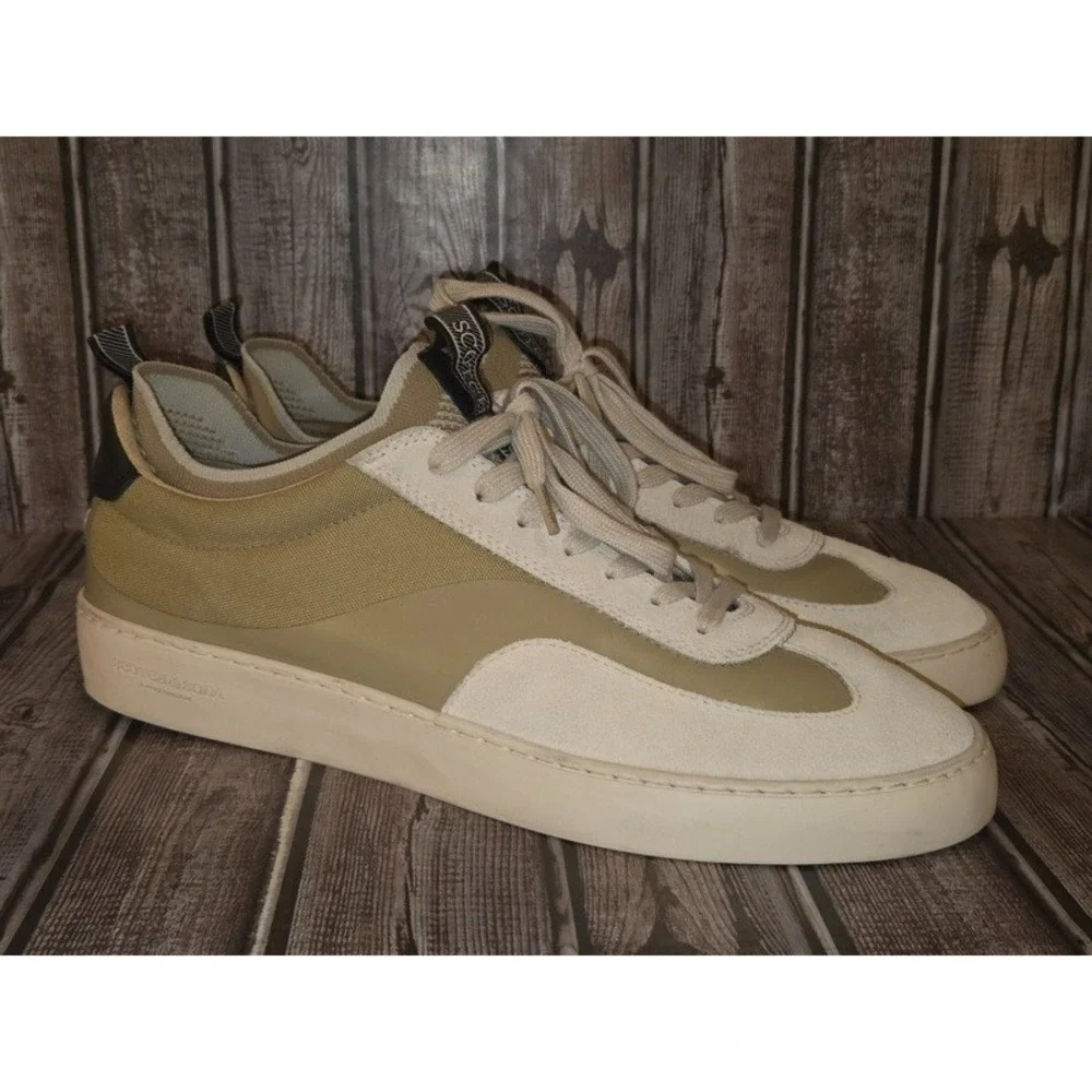 Sz 12 /‎ 46 Men's Scotch & Soda Plakka Multi Sand Olive Leather Shoes Sneakers